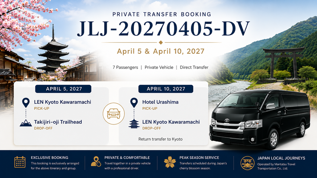 Private Transfer Booking – JLJ-20270405-DV
